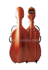 Robuster roter Fiberglas-Cellokoffer für 4/4-Cello mit Rollen (CSC002)