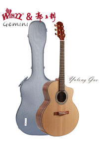 Solide Sitka-Akustikgitarre Yulong Guo Cutaway-Form mit Gitarrenkoffer (WGA2022SC)